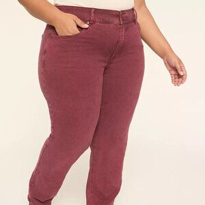 Lane Bryant Tighter Tummy Fit High-Rise Straight Jean - Burgundy NWT